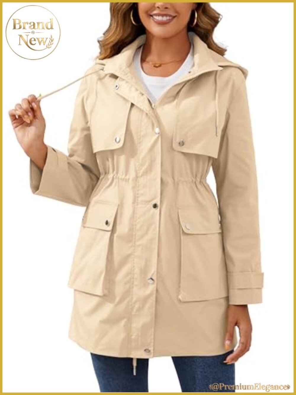 Waterproof Long Rain Jacket Lightweight Lined Windbreaker Trench Coat